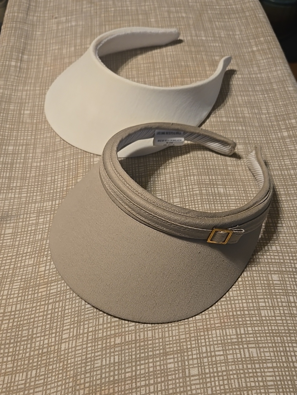 Women's Neutral Visor Hat - Beige and White Sun Visors